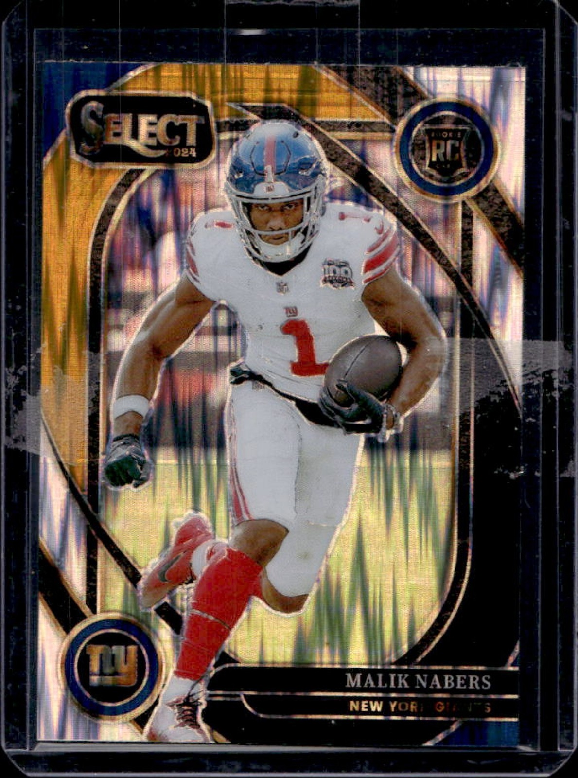 2024 Select Malik Nabers Club RC Black and Gold Prizm Shock #220 Giants