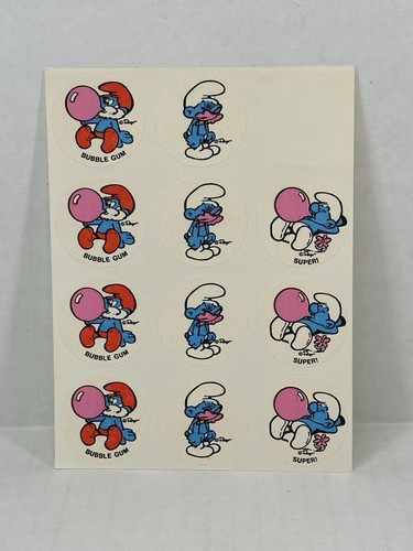 The Smurfs Scratch 'N Sniff Sticker Smurfy Bubble Gum 1982 Stickers
