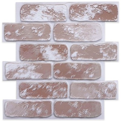 3D Peel and Stick Brick Wall Panels 10 Pack   11.8''x11.8'' Faux Brick Tiles