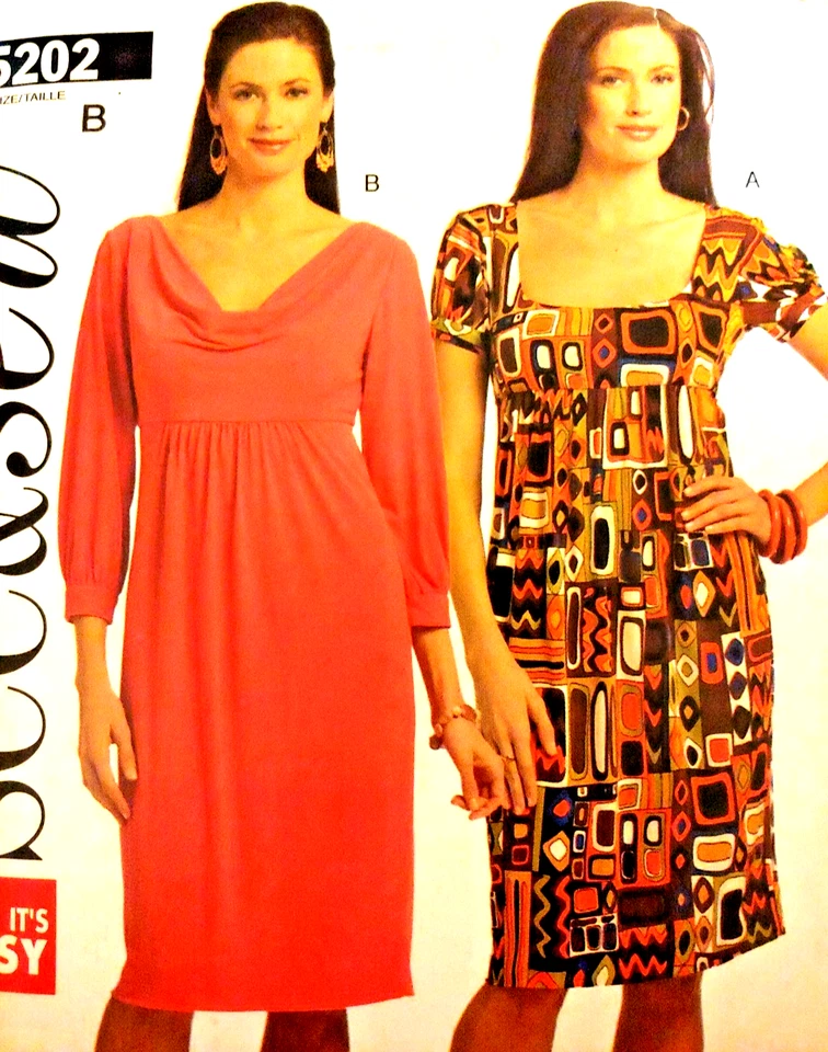 See & Sew by Butterick B5202 Pullover Empire Waist Cowl Neck Dress Size: 14-20 - Image 2 of 4