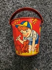 Vintage Ohio Art Tin Litho Sand Pail Graphics Of Children with Puppies