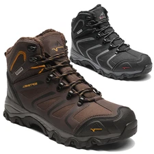 Men's Waterproof Construction Hiking Boots Warm Fur Lined Snow Ankle Boots