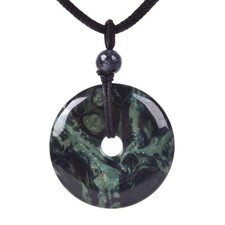 womens Natural Kambaba Jasper Gemstone 30mm Donut Beads Reiki Chakra Pendant Nec