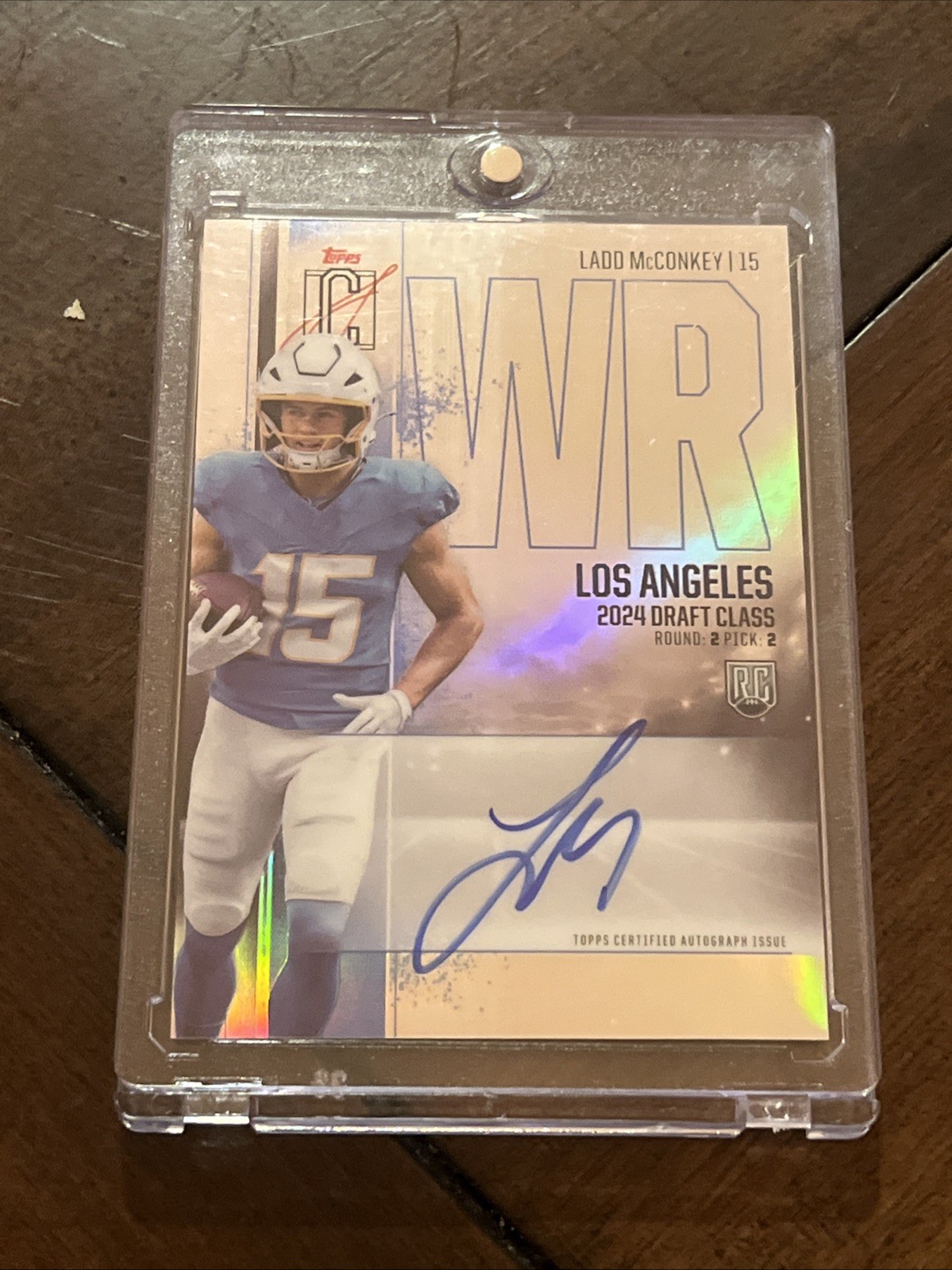 Ladd McConkey 2024 Topps Signature Class RC Rookie AUTO Chrome Variation On Card