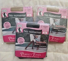 No Nonsense Perfect Tone Control Top 3 Pantyhose Sheer Honey & Off Black Size C 