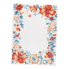  Hibiscus Bloom Border Modern Floral Indoor Outdoor Area Rug, UV Fade 