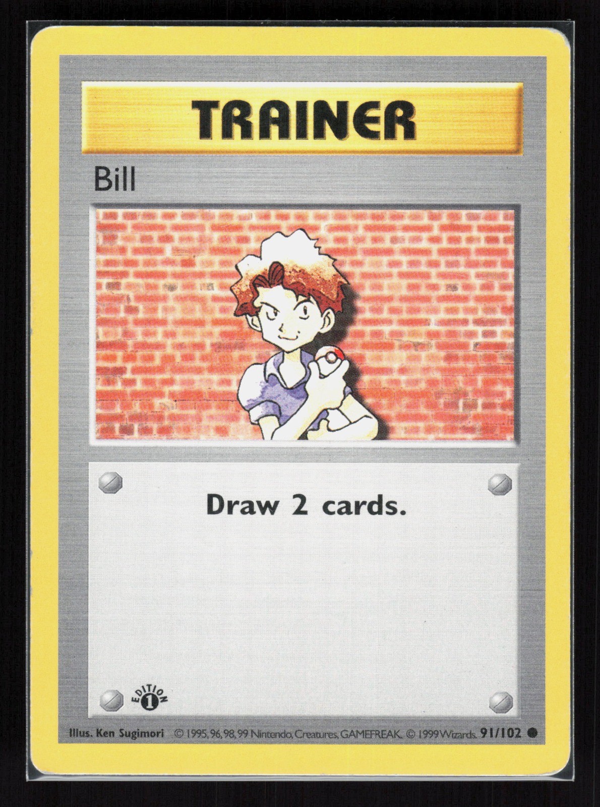 Bill 1st Edition Common Pokemon Base Set (Shadowless) 091/102 MP