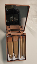 5-Piece Professional Makeup Brush Set with Mirror Travel Case
