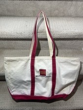 LL Bean Zippered Boat Tote, Canvas L, Red, Tote Bag Made in USA