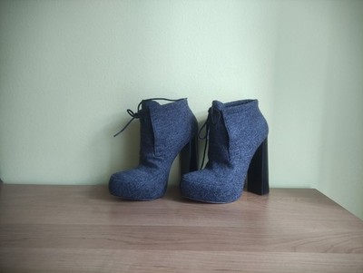 Alexander Wang ''Constance'' Plateau Stiefeletten Schuhe Gr. 38/37 Wolle Leder
