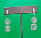 Rhinestone Silvertone Heart & Emerald Cut Pierced Earrings — photo 1
