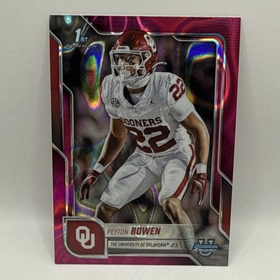 Peyton Bowen 1st Pink Refractor Rookie 2025 Bowman Chrome U Card #111 Oklahoma