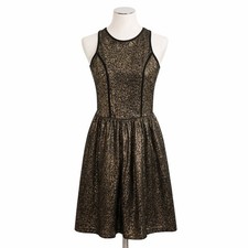 Love Ady Metallic Gold Sparkle Fit & Flare Dress Small Sleeveless Party Cocktail