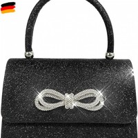 Damen Clutch Elegante Fliege Handtasche Glitzer Tasche Abendtasche Brauttasche