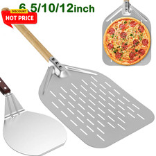 Metal Non-Stick Pizza Peel 12 Inch Shovel Wood Handle Cake Lifter Transfer Tray