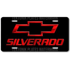 Chevy Silverado Novelty License Platetag - Redblack Image On Flat Aluminum