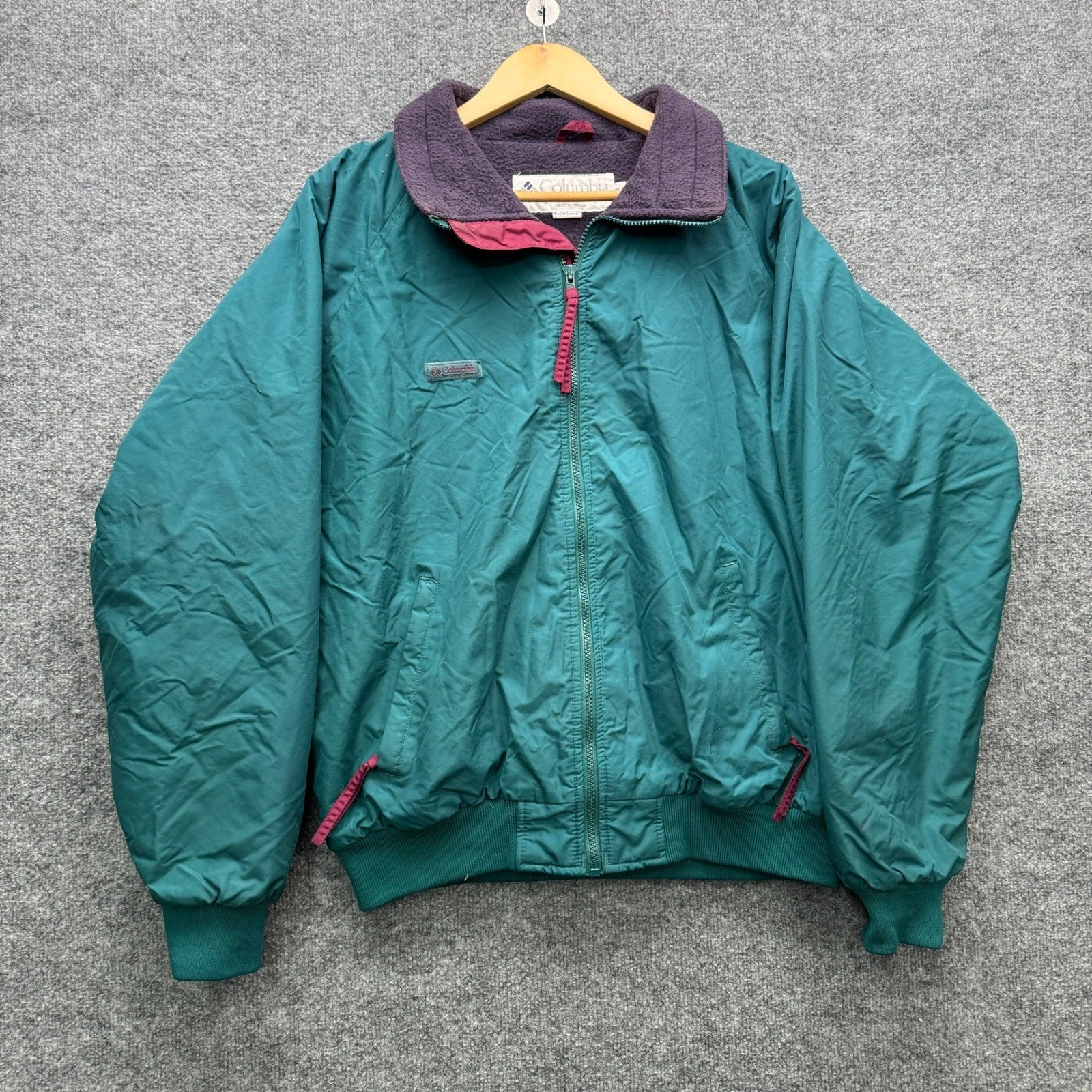 Columbia WM 5590 Radial Sleeve Jacket Mens Large Teal Green Fleece VINTAGE