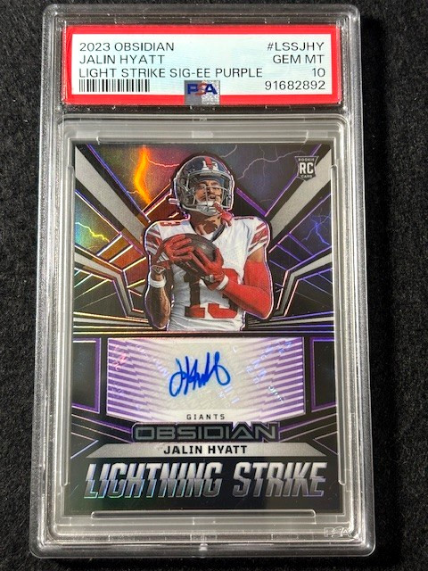 2023 Obsidian Jalin Hyatt Lightning Strike Signature Purple PSA 10 Auto RC /75
