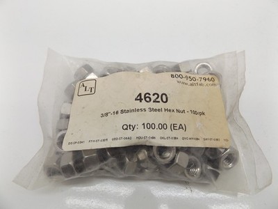 3/8-16 HEX NUTS, 18-8 STAINLESS STEEL, STD. SIZE, 100/ BAG
