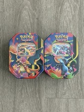 Pok mon TCG Mega Charizard X Y Tins Art Set Of BOTH TINS - Brand New Sealed