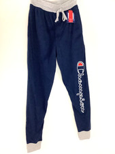 Champion Boy's Navy/Gray Logo Athletic Lounge Pants Size Small Pockets New