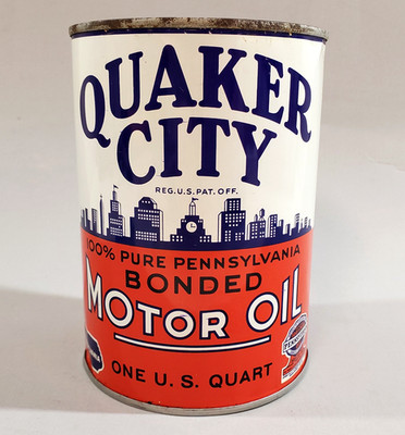 Vintage Quaker City Motor Oil FULL 1 Quart Can Penn Petroleum Philadelphia PA b
