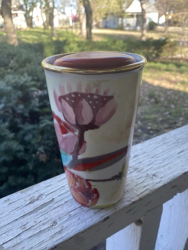 Delightful Starbucks Tumbler~2014 Ceramic Lid~Floral Print 10 OZ