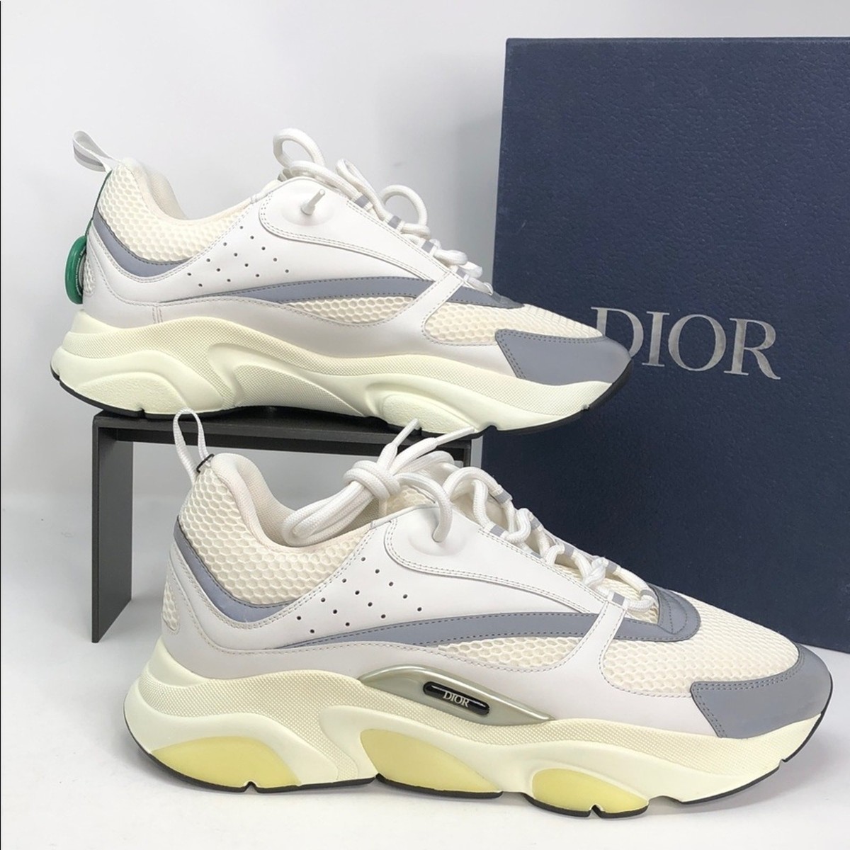 Dior b22 スニーカー size46 Christian Dior Mens B22 White Silver Designer Sneakers - Size 46