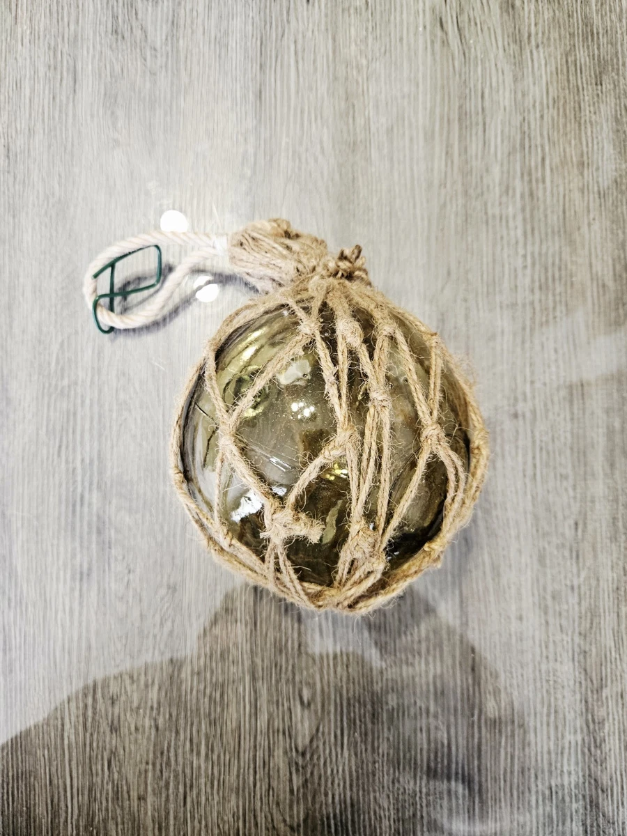 Lampe Suspension Boule Flotteur Marine En Verre Vert - Filet Bateau - Vintage