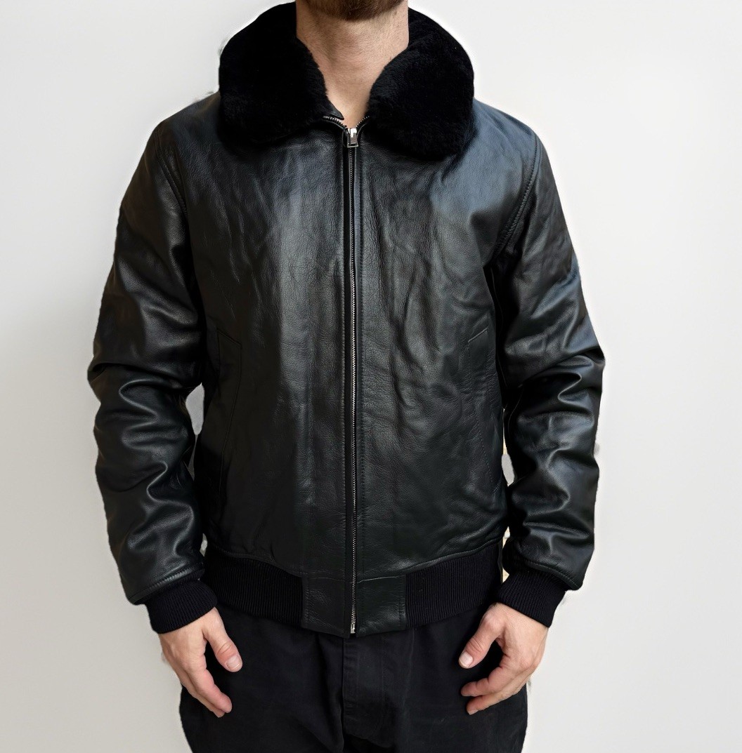 DDP New Sandro Andy Heron Leather Bomber Aviator Flight Jacket Black Size M image 9