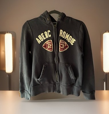 Abercrombie Kids Navy Blue Zip-Up Hoodie Football Patch 23 Boys XL