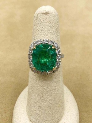 Art Deco Antique 4.90Ct Natural Emerald Vintage Wedding Ring 925 Sterling Silver