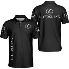 NEW Custom Name Men's L.exus Logo Black Print 3D Polo Shirt Size S-5XL