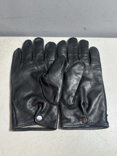 Coach Gloves Embossed Sheep Leather Unlined Short Wrist Snap Silver Black Womens