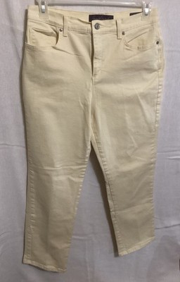 Gloria Vanderbilt Women's Amanda Pant Missy Short Size 12 Yellow Cotton Blend