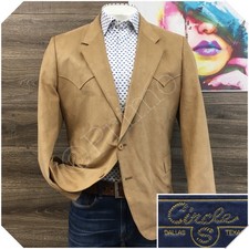 Circle S Mens Western Faux Suede Blazer Tan Brown Cowboy Sport Coat Jacket 48R
