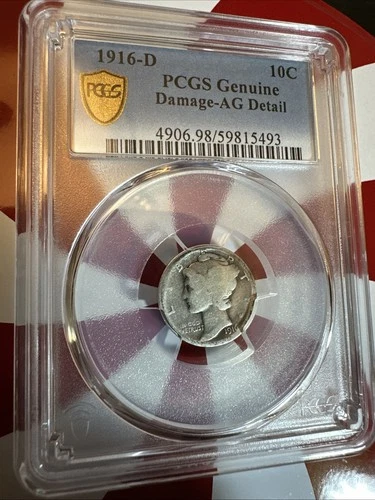 1916-D PCGS Genuine Damage-AG Detail Very Rare Mercury In Any Shape