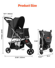 Pet Stroller, 35 lbs Weight Capacity, for Small to Medium Pets
