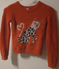 Harper Canyon Kids Girls Size 6 Animal Graphic Sweater Red Crew Neck Heart Soft