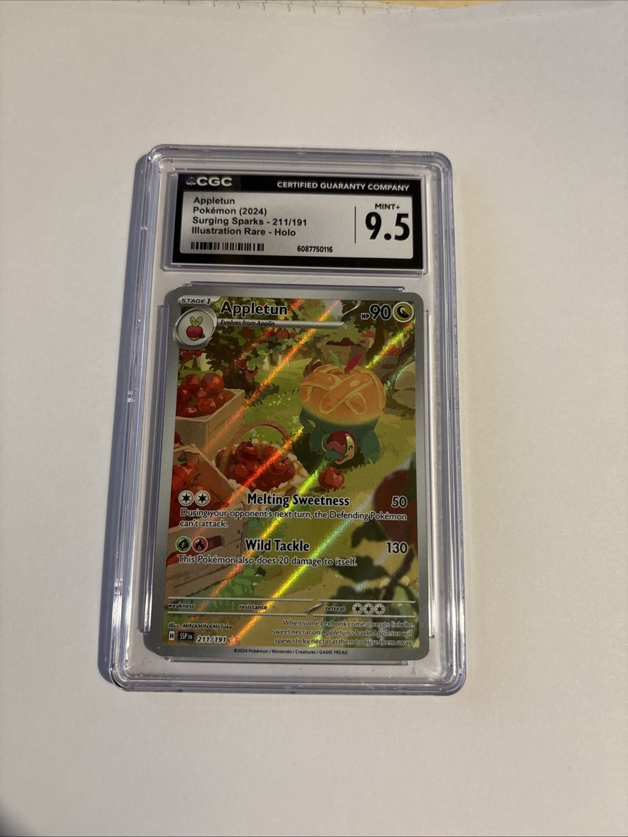 Pokmon TCG Appletun 211/191 Surging Sparks Full Art Holo Card CGC 9.5