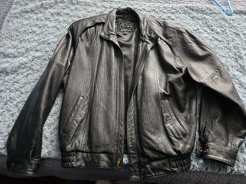 Tannery West TW Genuine Leather Full Zip Jacket Size Medium Black M
