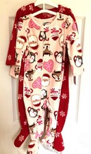 Carters Christmas Pajamas Girls 18 month Santa Reindeer 2 Piece Snowflake Pink