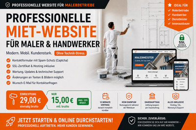   Miet-Webseite für Malerbetrieb & Innenausbau | 29  Einrichtung | 15 /Monat