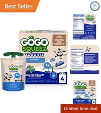 yogurtZ Blueberry Pouches - 3oz Pack of 4, Nutritious Convenient Kids Snacks