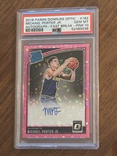 2018-19 Optic Michael Porter Jr Rookie Fast Break Pink Auto PSA 10 Gem Mint /20