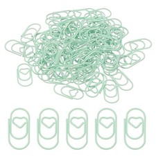 80Pack 1x0.4 Inch Mini Paper Clip Metal Heart Paper Clip Small Cute Bulk, Green