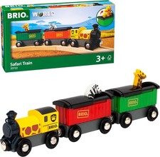 Brio Safari Train Wooden Toy with 3 Cars - Ages 3 , Electric Engine, 33722