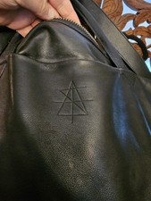 vintage Black Leather Shoulder Bag paris surface to air Silver Hardware Strap