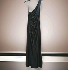 NEW One Shoulder Black Maxi Dress Womens Size Large Draped Silhouette Prom