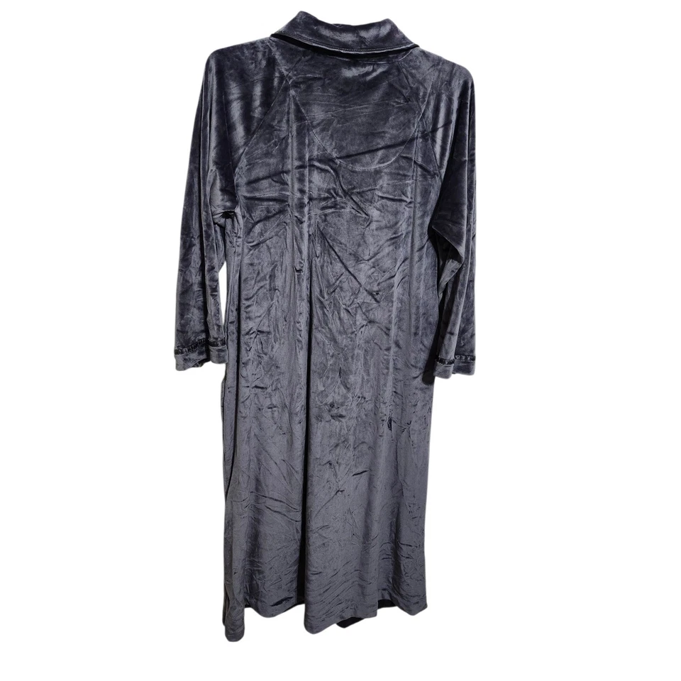 Bata EILEEN West con Cremallera Abrigo Plumero Tumbona Gris Terciopelo L/XL Bolsillos Foto 3 de 4